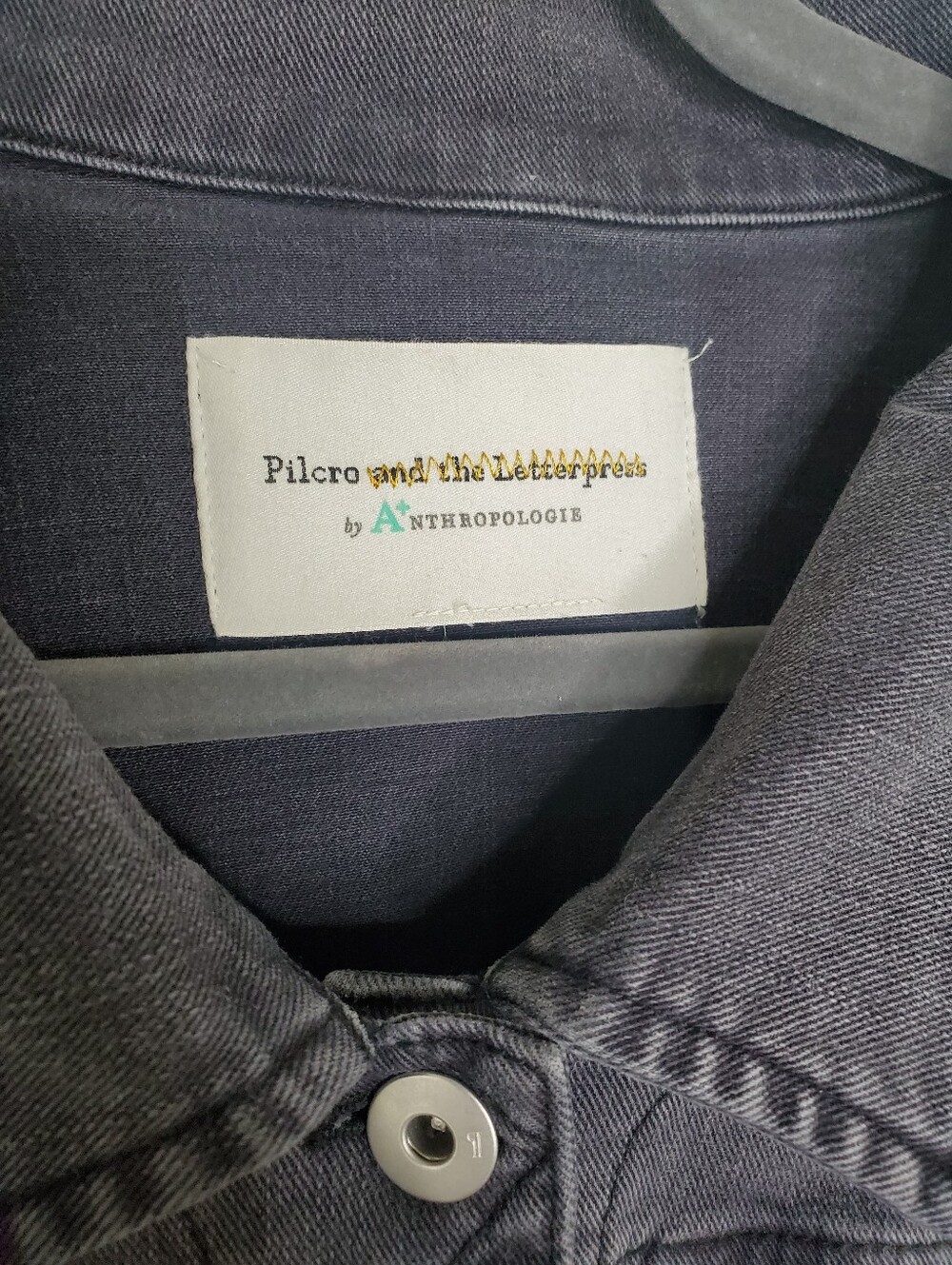 Anthropologie Pilcro And The Letterpress Black Classic Button Front Denim Jacket - Picture 8 of 9